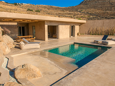 Homa Villas with private pool and stunning sea view, is a beautiful luxury rental in Vagia, Serifos, available on Azero Homes