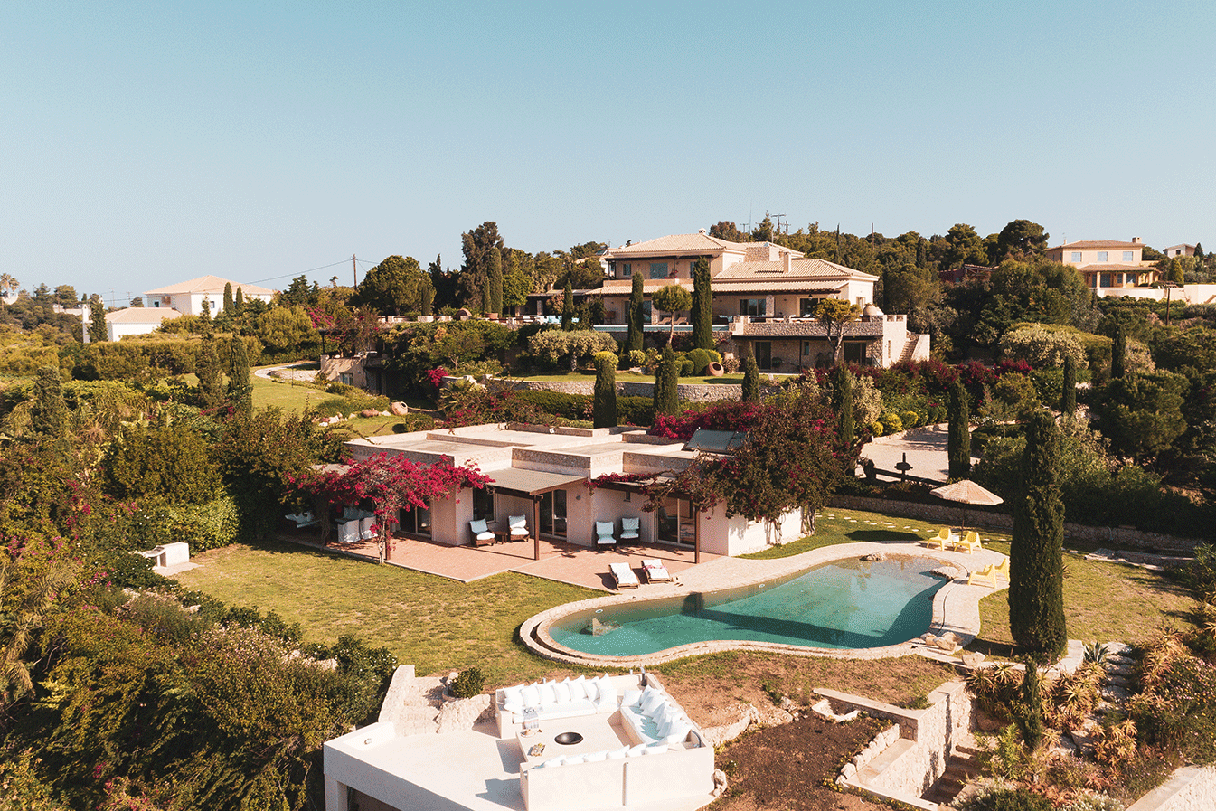 Villa White Sand with private pool, is a beautiful luxury rental in Porto Heli, available on Azero Homes.